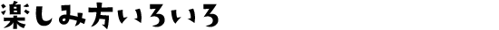 楽しみ方いろいろ